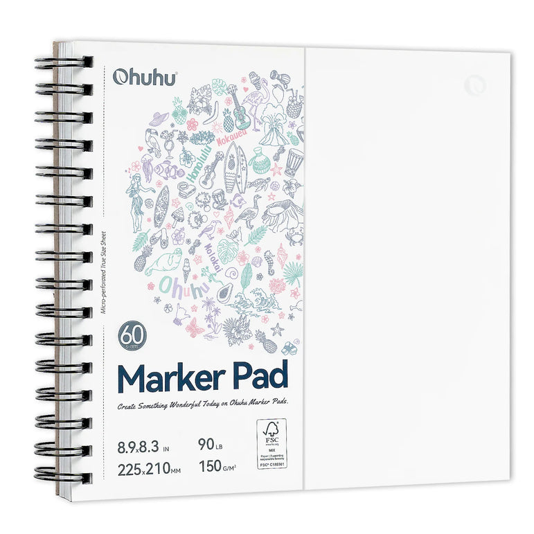 Ohuhu Double Sided Marker Pads Art Sketchbook Bleedproof Spiral Bound Sketching Book for Alcohol Markers Drawing Notebook School