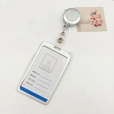 Aluminum Alloy Card Holder Retractable Badge Reel Employee Staff Name ID Work Card Holder Business Supplies