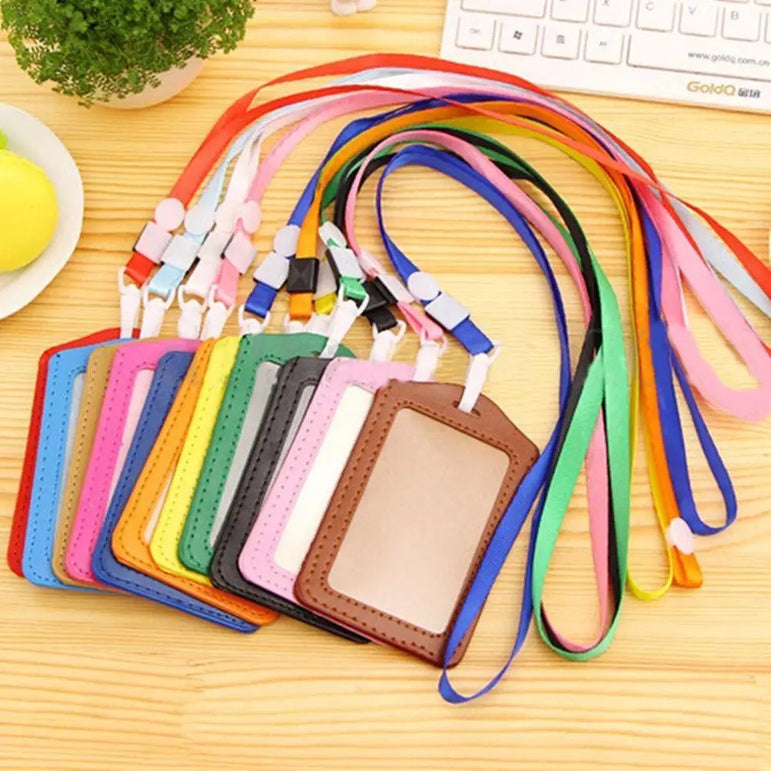 2023 1PC Colorful No zipper Badge Card Set Double-Sided Transparent PU Imitation Leather Credit Card Holder Work Supplies