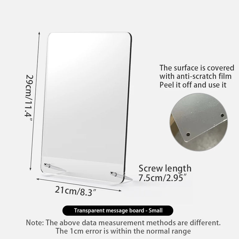 Desktop message board Acrylic transparent notepad Office memo board can be written home memo board magnetic desktop board