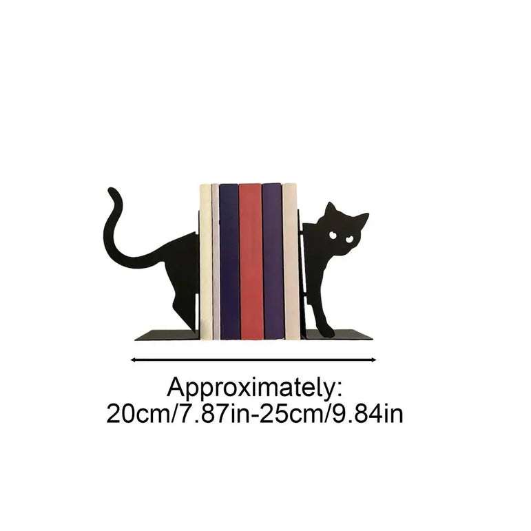Metal Animal Bookends 1 Pair Cute Cat Bookends For Heavy Books Black Bookends Creative And Cute Cat Shape Desktop Organizer