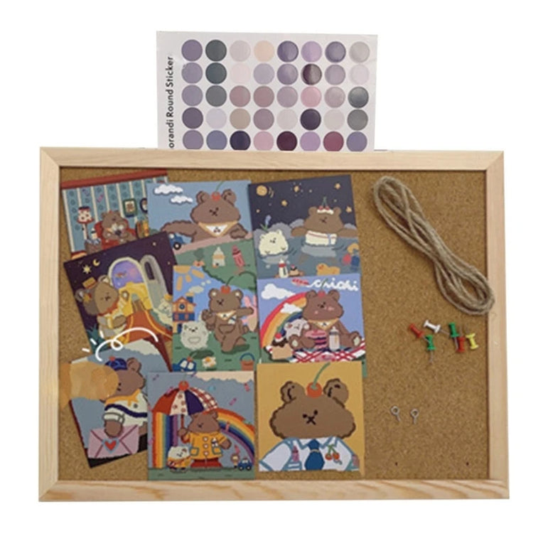 Cork Wood Wall Hanging Message Bulletin Board Frame Notice Note Memo Board for Home Office Shop School Photo Background