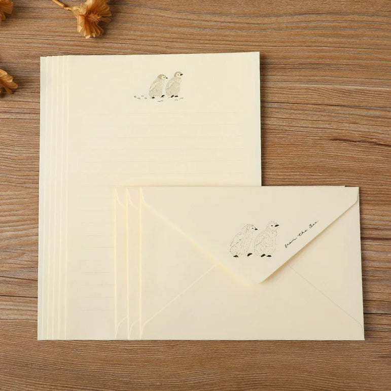 3 envelopes and 6 letter sets, animal patterned A5 letters, cute colored envelopes