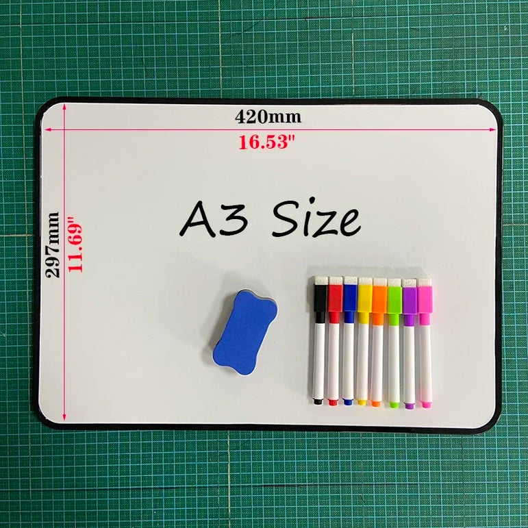 A3 Size Double-Sided Dry Erase Whiteboard Writing Drawing Painting Graffiti Family School Office Bulletin Board Message Board
