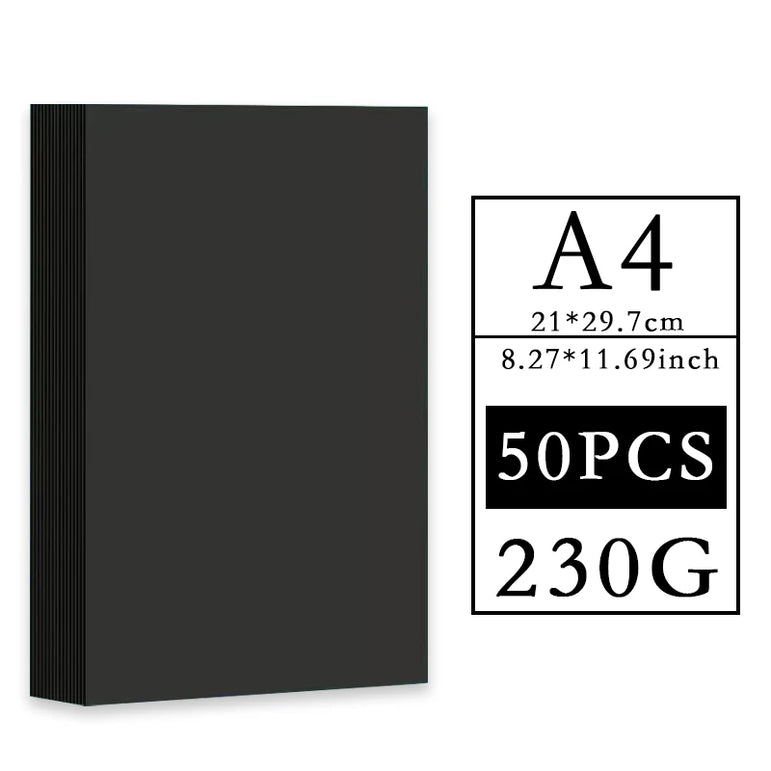 A4 180G200G300G 20/50PCS Black Cardboard Paper Handmade Card Paper DIY PackageThick Watercolor Painting Origami Crafts Pack
