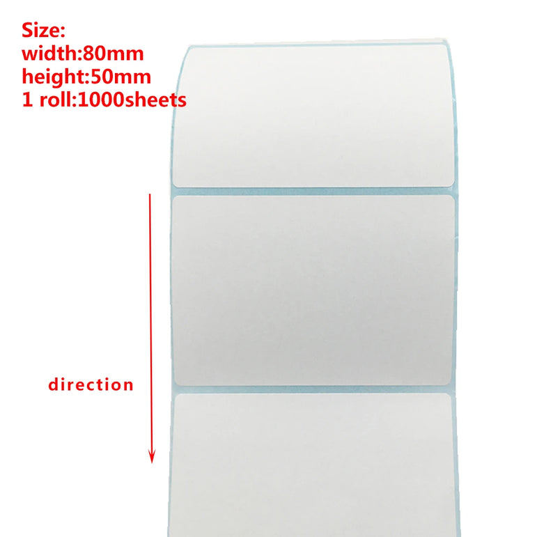 80X50 Adhesive Thermal Label Sticker Paper Waterproof Supermarket Price Blank Label Direct Print Office Print Supplies