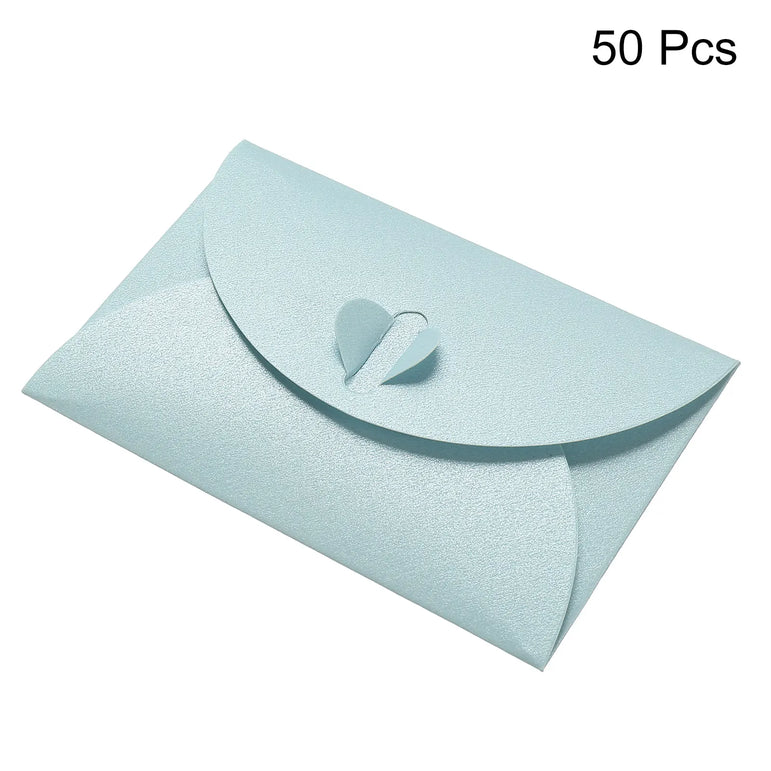50Pcs Mini Colored Envelope Thick Cardboard Small Foldable DIY Pearl Paper Envelopes Self Locking Buckle Letter Gift Card Cover