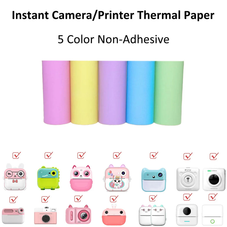 Self-Adhesive Instant Camera Print Refill Paper- Photo Printer Thermal Paper Rolls Instant Print Camera Refill Paper,57x30mm