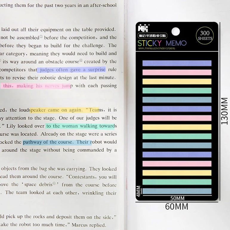 300 Sheets Posted It Transparentes Sticky Notes Self-Adhesive Annotation Read Books Bookmarks Tabs Notepad Aesthetic Stationery