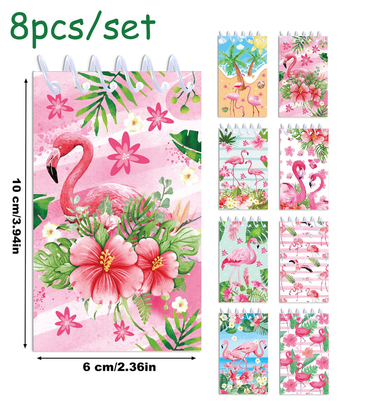 8pcs Hawaii Flamingo Mini Spiral Pocket Notebooks Memo Pad Coil Booklet Notepads For Stationery School Diaries Summer Party
