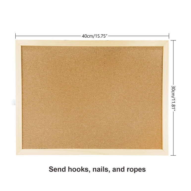 Cork Board Double-sided Photo Display Retro Frame Wall Hanging Message Boards Wall Home Decor for Office School Notice Supplies