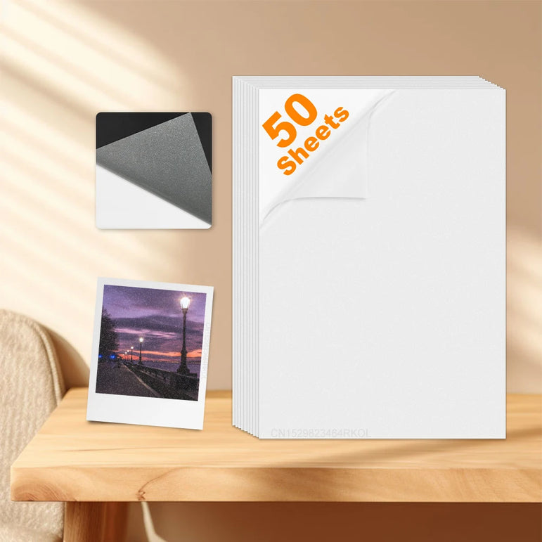 50 Sheets Glitter Cold Lminated Film Overlay Photo Paper Card DIY A4 Size Cold Laminating Sheet Waterproof Transparent Paper