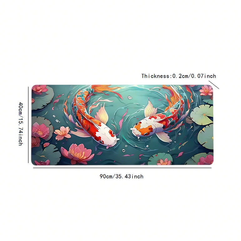Carp pattern large mouse pad high-definition printing desk pad anti slip rubber base game accessories - e-sports office home