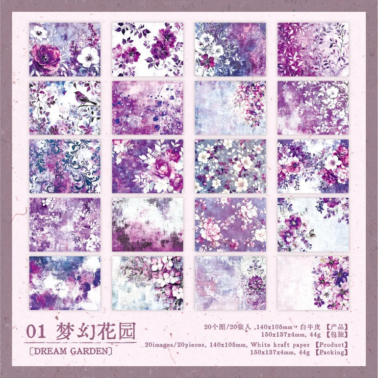 20pcs/lot Memo Pads Material Paper Renaissance Illustrated Scrolls Junk Journal diary Scrapbooking Background Decoration Paper