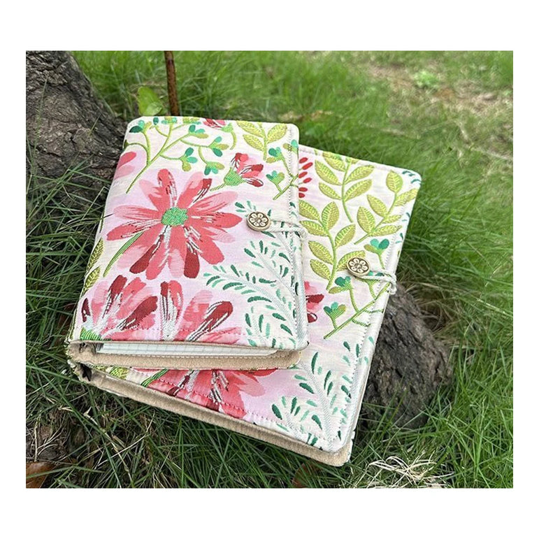 A5 Handcrafted Journal with Embroidered Floral Fabric Cover,Personalized Life Journal,Aesthetic Notebook for Writing & Planning