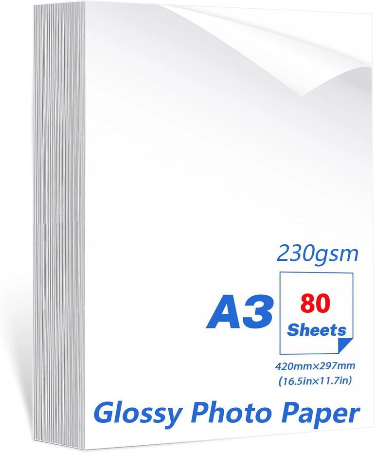 A3 Photo Paper, Waterproof Glossy for Photo Paper,Waterproof Embossed Card Paper Inkjet Photo Paper