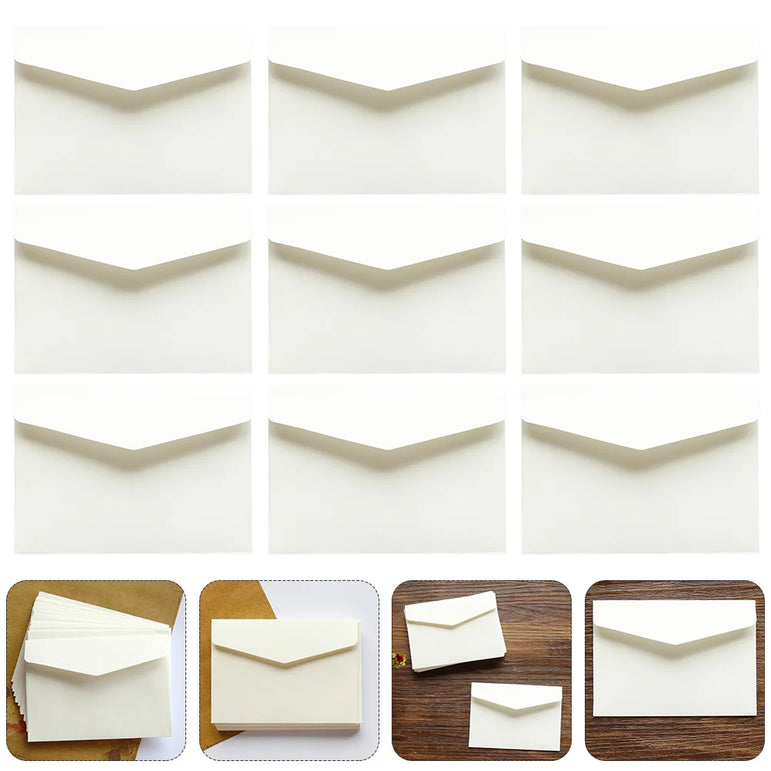100 Pcs Mini Blank Envelopes Card Storage Bag Paper Envelope Document Holder Business Letter Envelope Money Bag Thickened File