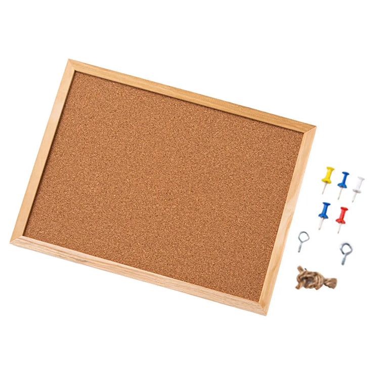 Cork Blackboard Bulletin Board Corkboard DIY with Push Pins Home Office Hanging Display Board Office School Wood Drafting Board