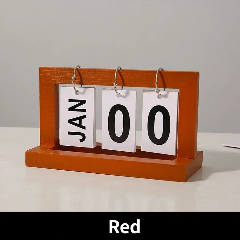INS Nordic Style Wooden Perpetual Calendar Flip Month Date Display Desktop Schedule Daily Planner Office Home Decor Photo Props