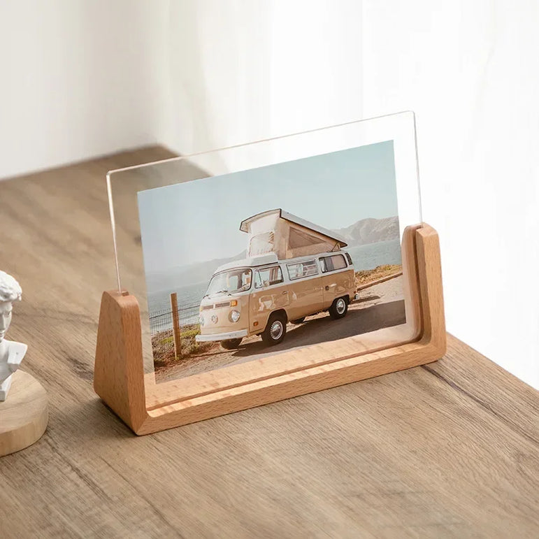 6 In Walnut Beech Photo Frame Wooden Kpop Idol Photo Display Wedding Party Picture Holder Desktop Office Photo Decor CardHolder