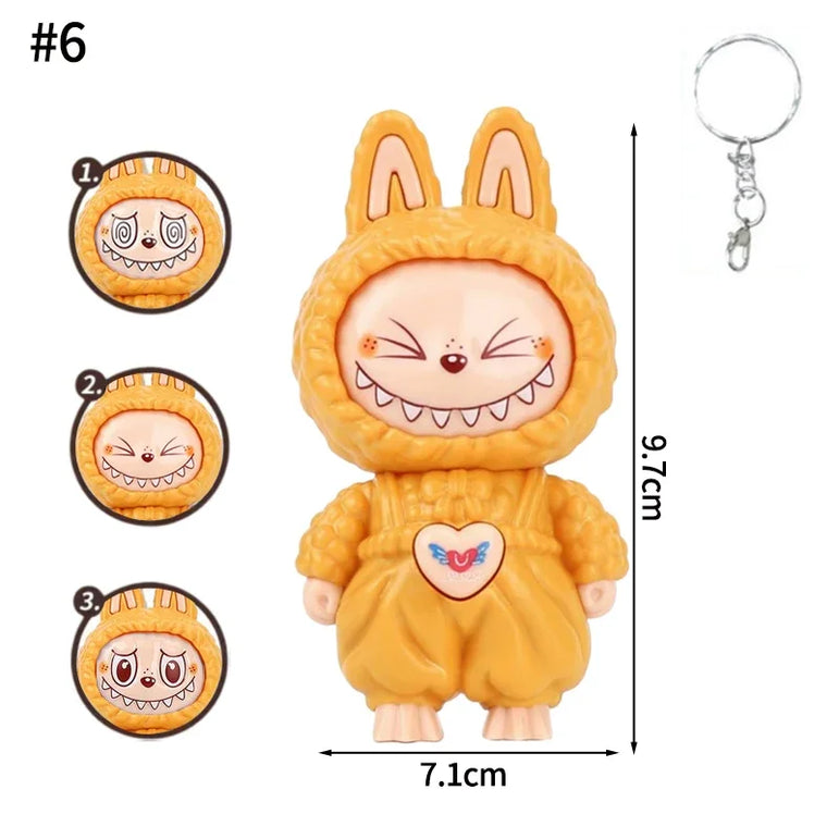 Press Face Changing Doll Toy Pendant Creative Cartoon Keychain Decompression Cute Face Changing Game Car Keychain Desktop Decor