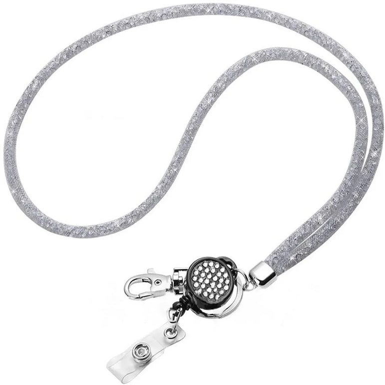 Retractable Rhinestone Lanyard Mobile Phone Case Hanging Neck Sling ID Card Holder Universal Keychain Office School Supplies