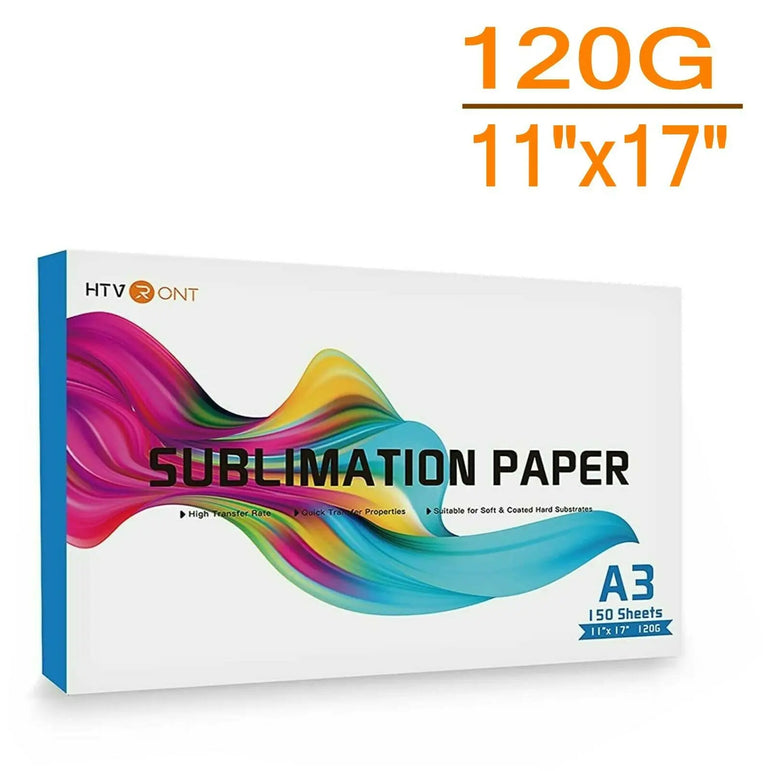 HTVRONT 150 Sheets A4/A3(US)8.5 x 11in Sublimation Paper Heat Transfer Paper for Inkjet Printer T-shirt Clothes Printing 120g