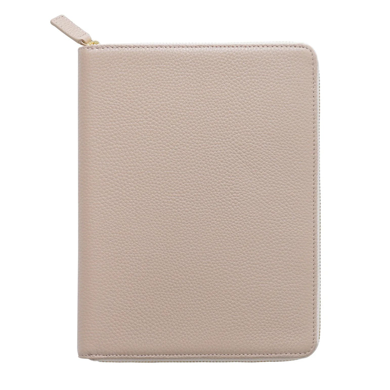 Moterm Genuine Pebbled Grain Leather A5 Zip Cover with Top Pocket Cowhide Planner Zipper Notebook Organizer Agenda Journal Diary