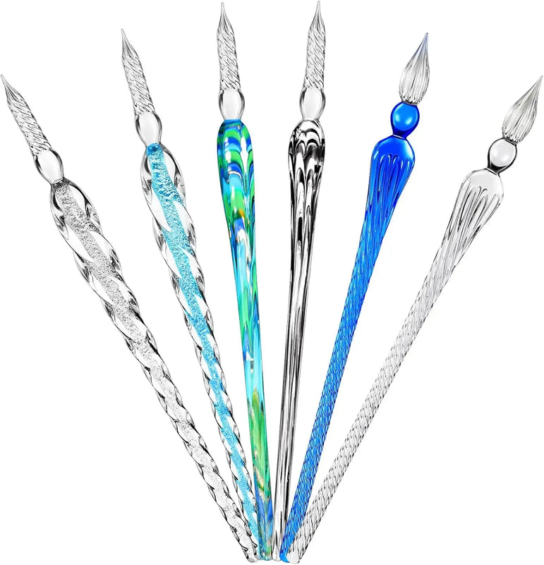 Hand-made glass dip pen 6 crystal glass signature pen Calligraphy glass pen dip pen Borosilicate sketch signature pen