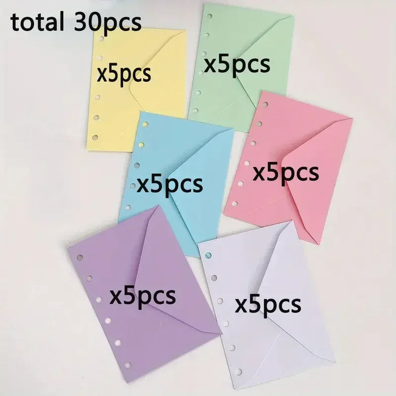 30 pcs A7 binder pocket - no zipper, 6-pole budget envelope and A7 wallet with money and material organization insert