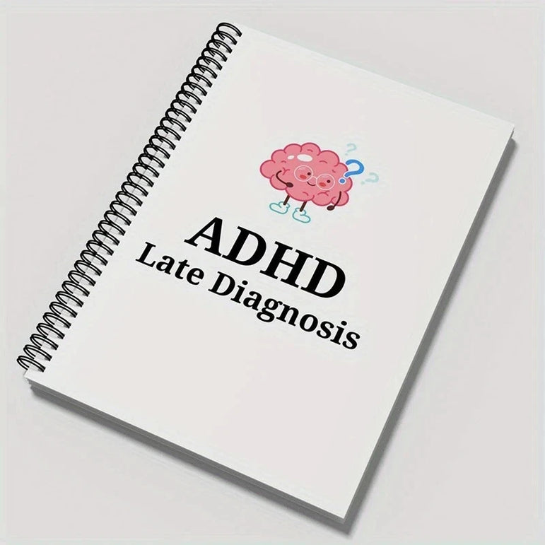 ADHD Late Diagnosis Planner Worksheets for Adults - Brain Illustration Cover, Overcome Procrastination & Problem Solving Tools