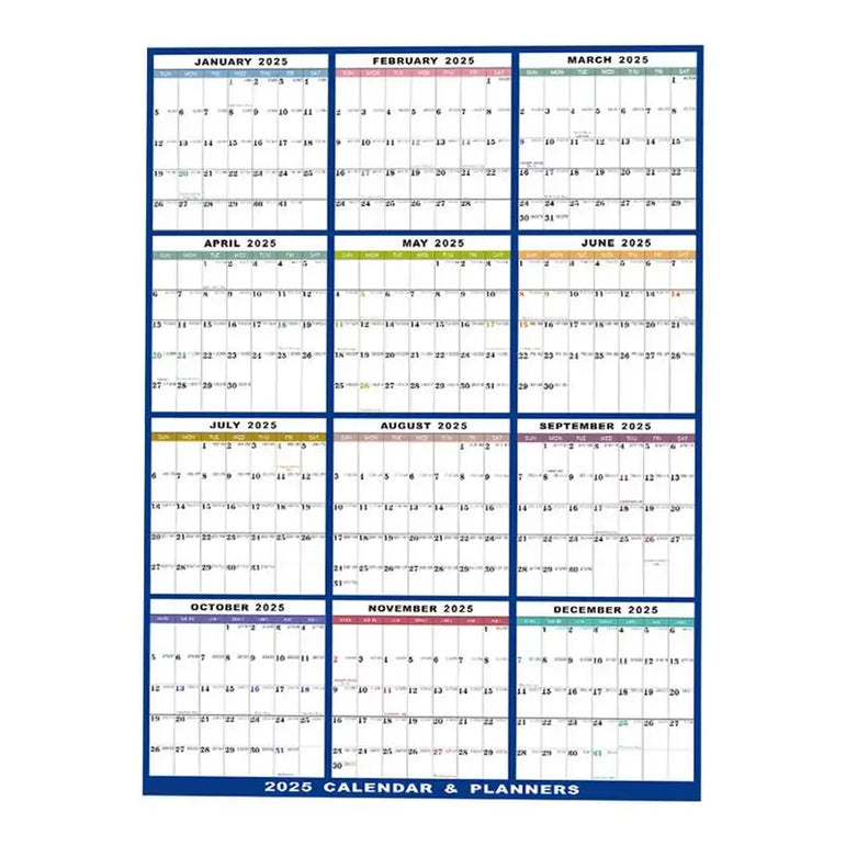 2025 Erasable Large Wall Calendar Double-sided Dry and Wet Erasable 12-month Annual Yearly Calendar for Work planner Schedule