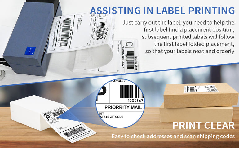 L LIKED 4x6 Direct Thermal Labels, 500pcs Perforated Fanfold, Compatible Zebra & Rollo Printers