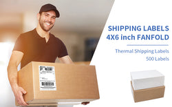 L LIKED 4x6 Direct Thermal Labels, 500pcs Perforated Fanfold, Compatible Zebra & Rollo Printers