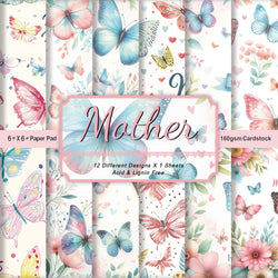 12sheets Mother's Day Scrapbooking Pads Paper Origami Butterfly Art Background Gift Decorative Paper Card Making Diy Paper Craft