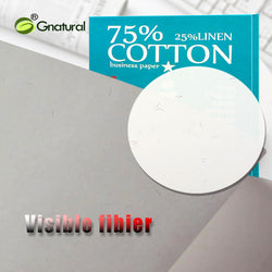 85gsm US 75% cotton 25% linen paper,Letter size 216*279mm,White color,Visible fiber, Starch-free,Waterproof,100 sheets,MCYT006