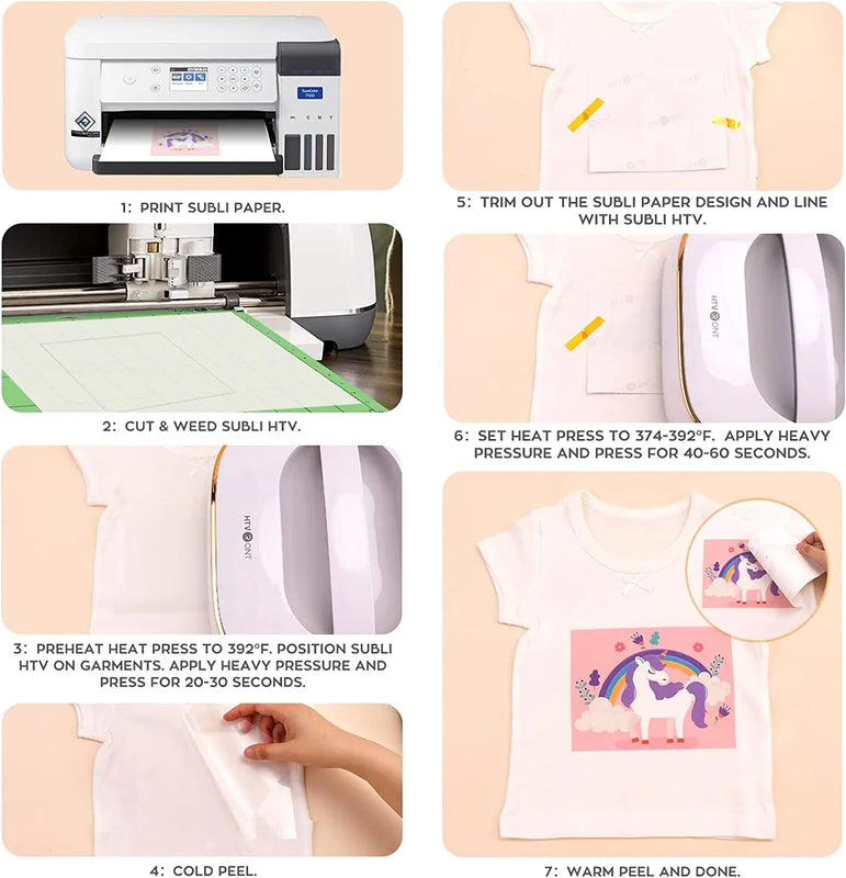 HTVRONT 12"X10FT Sublimation HTV Vinyl for Light-Colored Shirts Clear Dye Sub Heat Transfer Vinyl for Sublimation Cotton Fabric