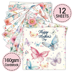 12sheets Mother's Day Scrapbooking Pads Paper Origami Butterfly Art Background Gift Decorative Paper Card Making Diy Paper Craft