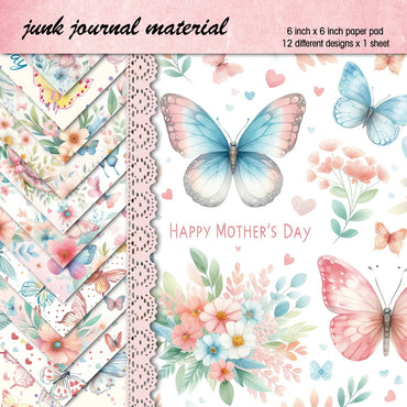 12sheets Mother's Day Scrapbooking Pads Paper Origami Butterfly Art Background Gift Decorative Paper Card Making Diy Paper Craft
