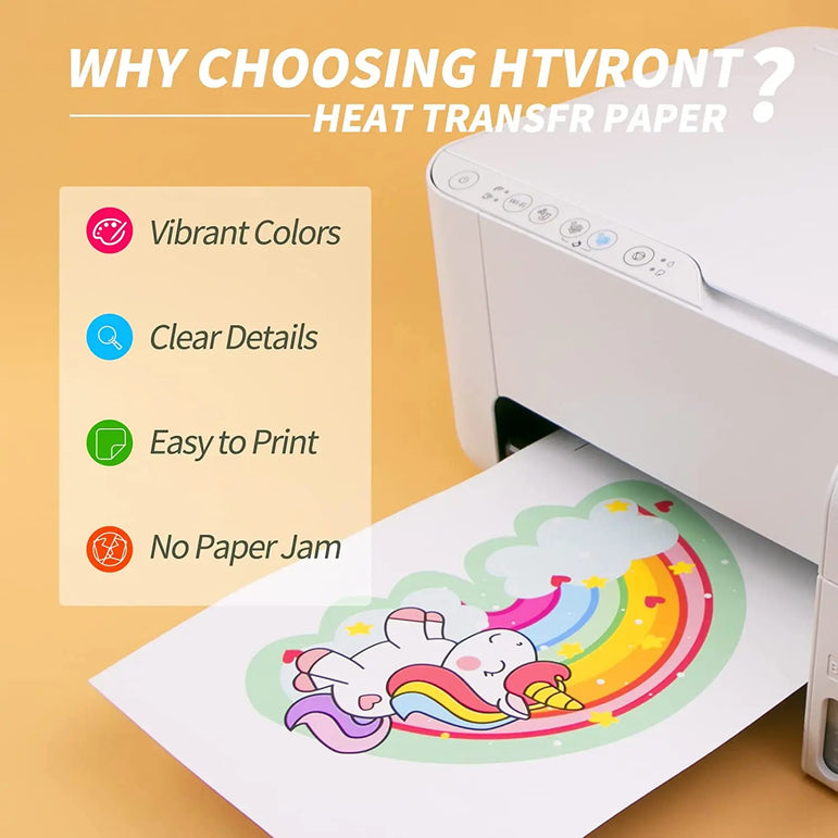 HTVRONT 10 / 6 Sheets 8.5x11in Heat Transfer Paper For Dark Fabric Cotton T-Shirt DIY Iron On Printable Heat Transfer Vinyls
