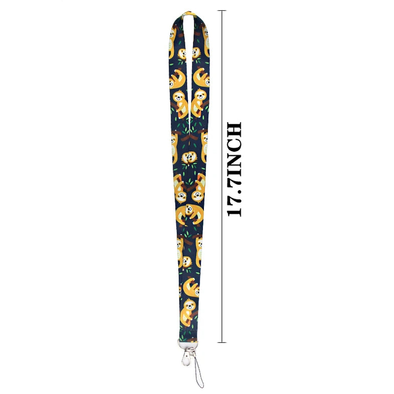LT683 Cute Sloth Painting Art Neck Strap Lanyards Keychain Badge Holder ID Card Pass Hang Rope Lariat Key Ring Accessories Gifts