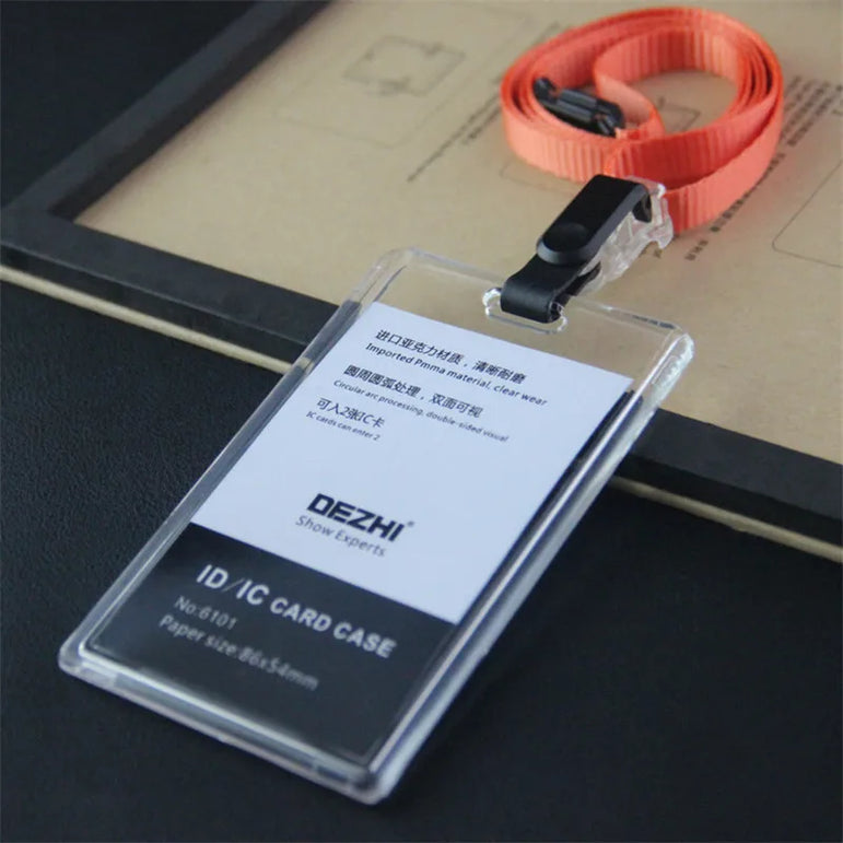 ID Card Holder Keychain Desk Accessories Photocard Holder Business Card Holder Stationery Organizer Clip Holder Office Supplies