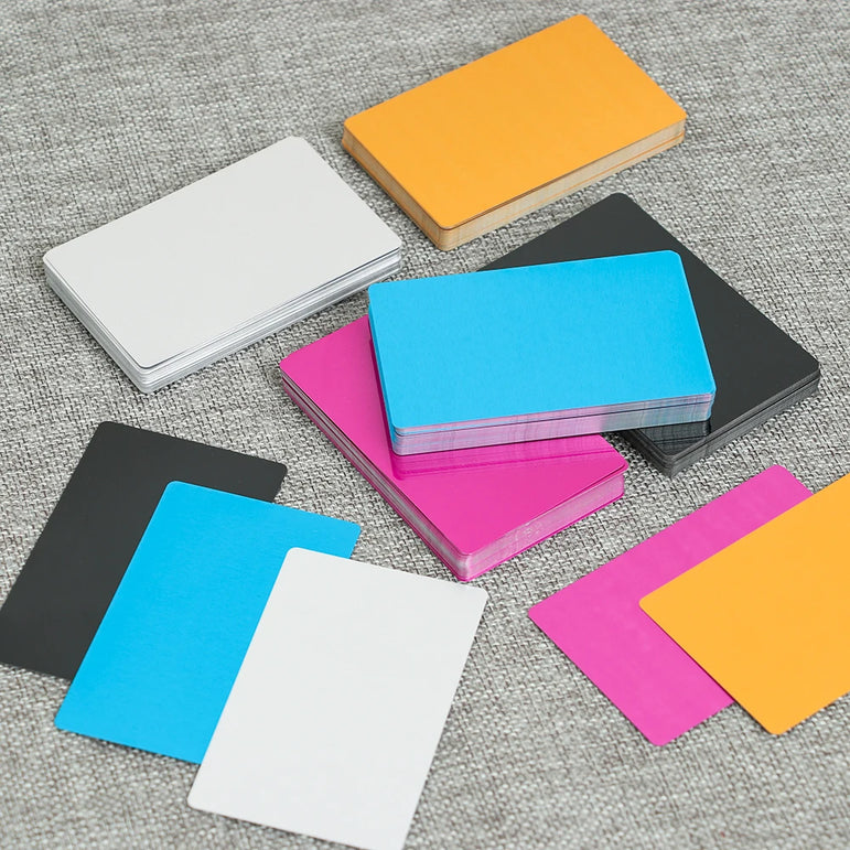 50Pcs/Set DIY Laser Engraving Metal Business Card Aluminum Alloy Blank Card for Marking Special Logo Printing Card Office Supply