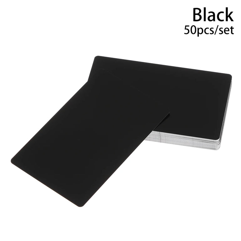 50Pcs/Set DIY Laser Engraving Metal Business Card Aluminum Alloy Blank Card for Marking Special Logo Printing Card Office Supply
