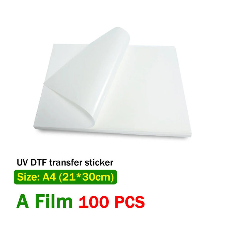 UV DTF AB film for 6090 4060 A1 A2 A3 A4 UV printers Waterproof transfer DTF film LOGO curved round adhesive sticker L1800 L805