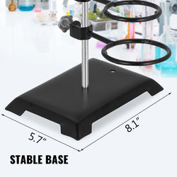 VEVOR Laboratory Support Stand Rack With 3 Adjustable Clips and 3 Hoods School Supplies Stainless for Chemical Biology Teaching