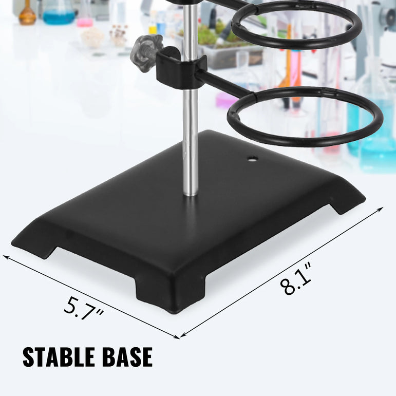VEVOR Laboratory Support Stand Rack With 3 Adjustable Clips and 3 Hoods School Supplies Stainless for Chemical Biology Teaching