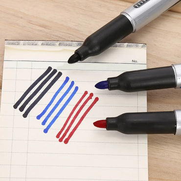 3pcs/set Classic Black Red Blue Permanent Marker Indelible Waterproof Oily Pens Waterproof Markers Pen Office School Stationery