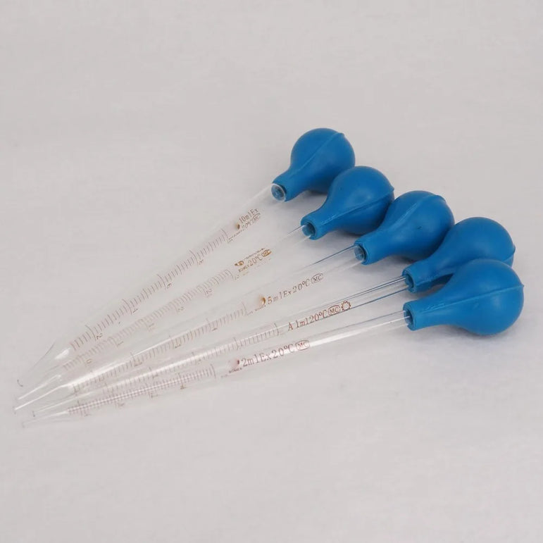 1ml 2ml 3ml 5ml 10ml Glass Graduated Pipette with Rubber Bulb Lab Chemistry Dropper Dispensing