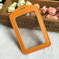 2023 1PC Colorful No zipper Badge Card Set Double-Sided Transparent PU Imitation Leather Credit Card Holder Work Supplies